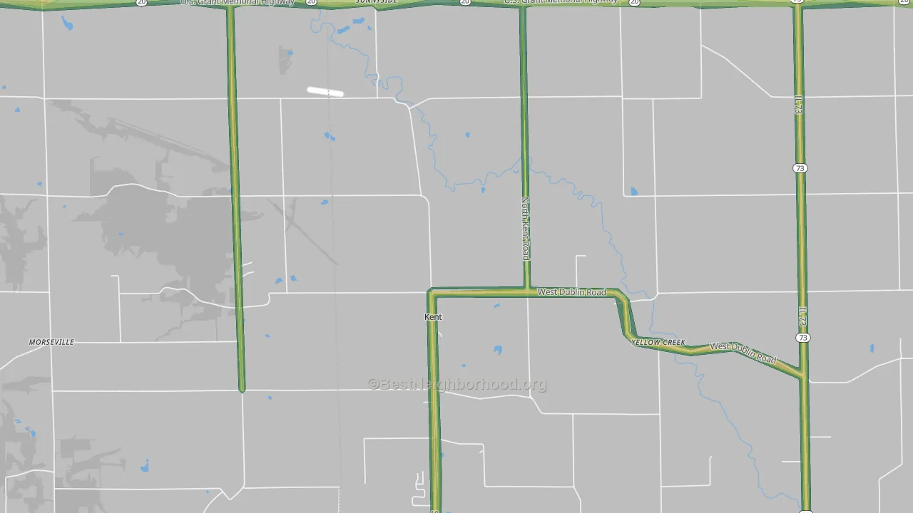 Kent, IL Map of Noise Levels in Kent
