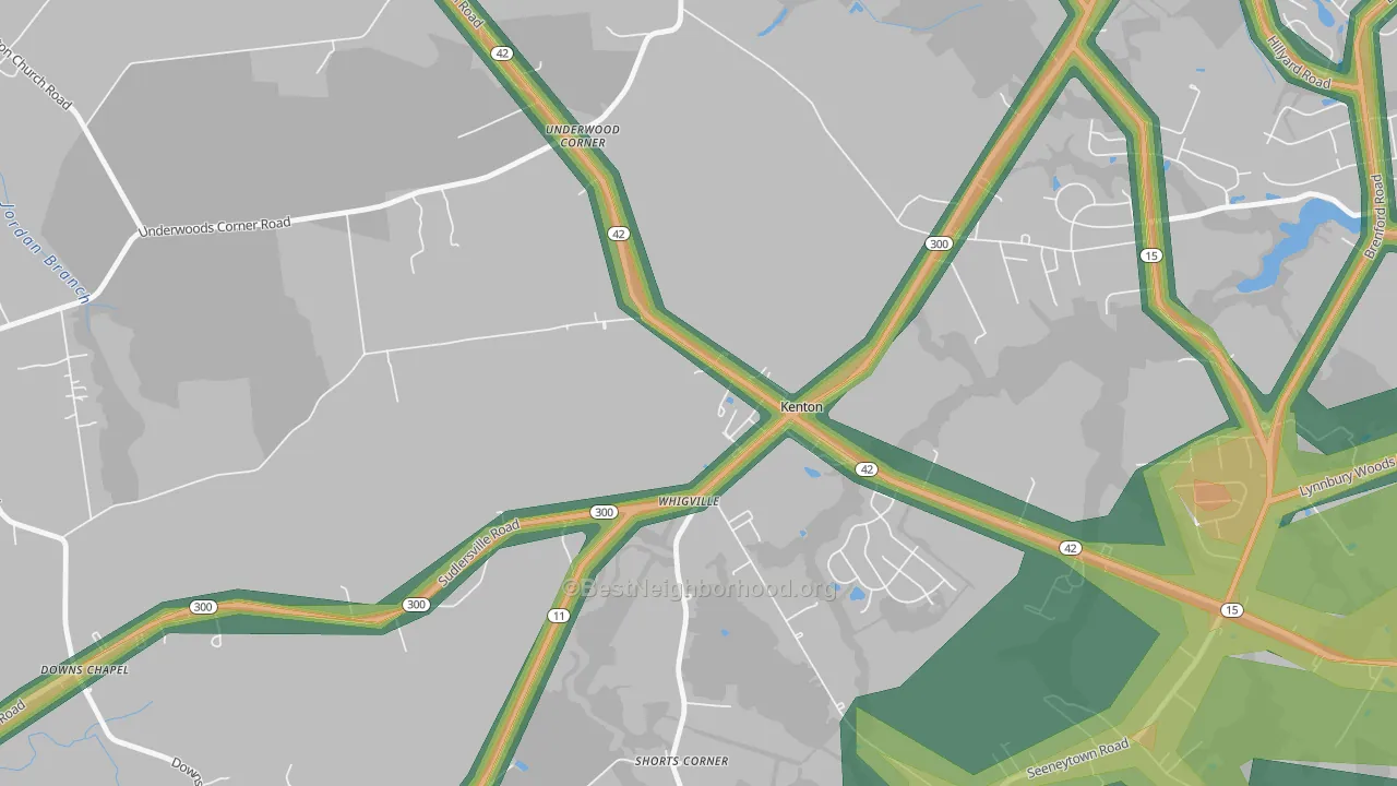 Kenton, DE Map of Noise Levels in Kenton