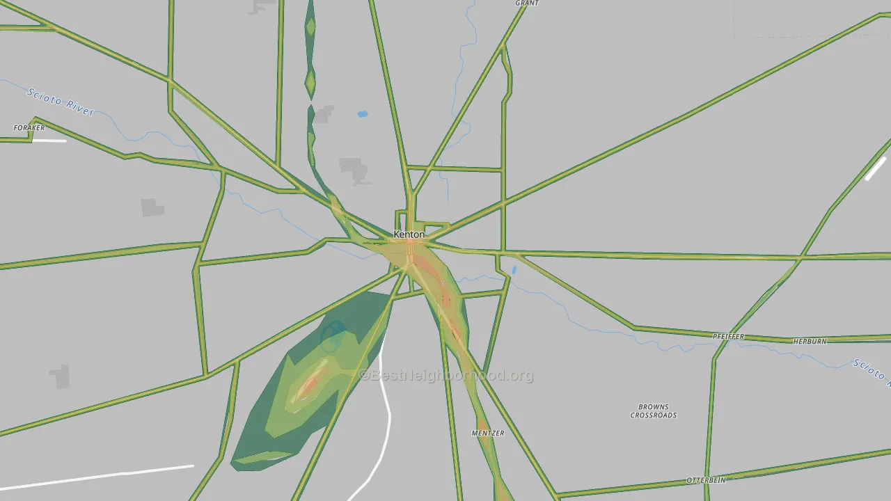 Kenton, OH Map of Noise Levels in Kenton