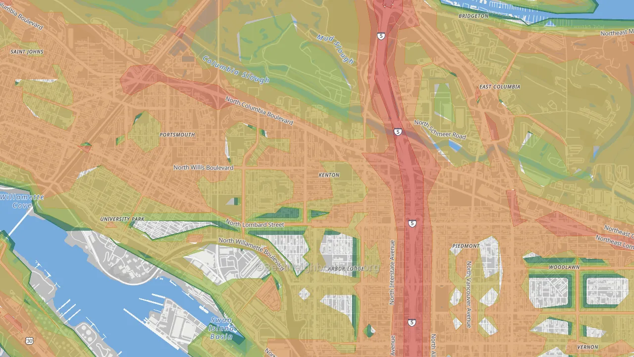 Kenton, Portland, OR Map of Noise Levels in Kenton