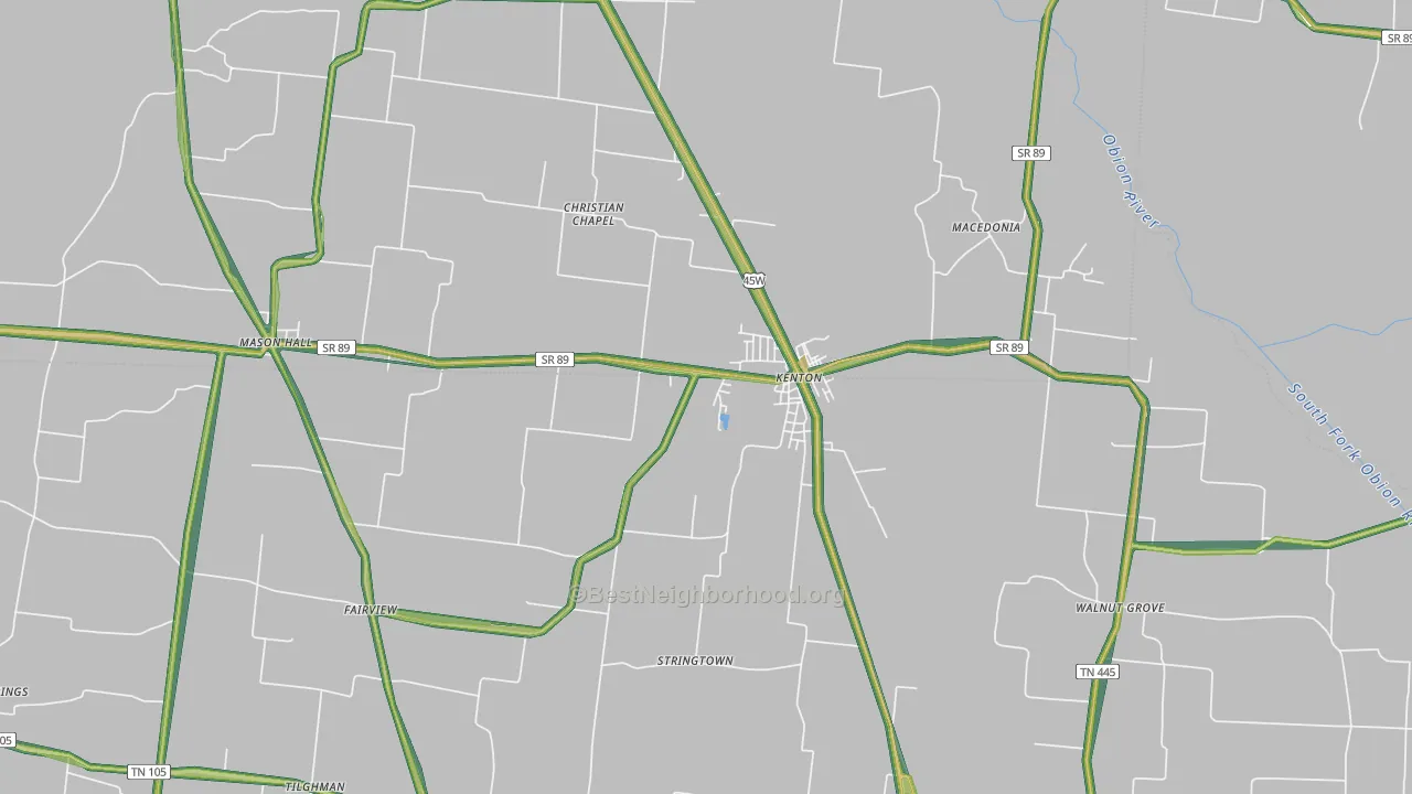Kenton, TN Map of Noise Levels in Kenton