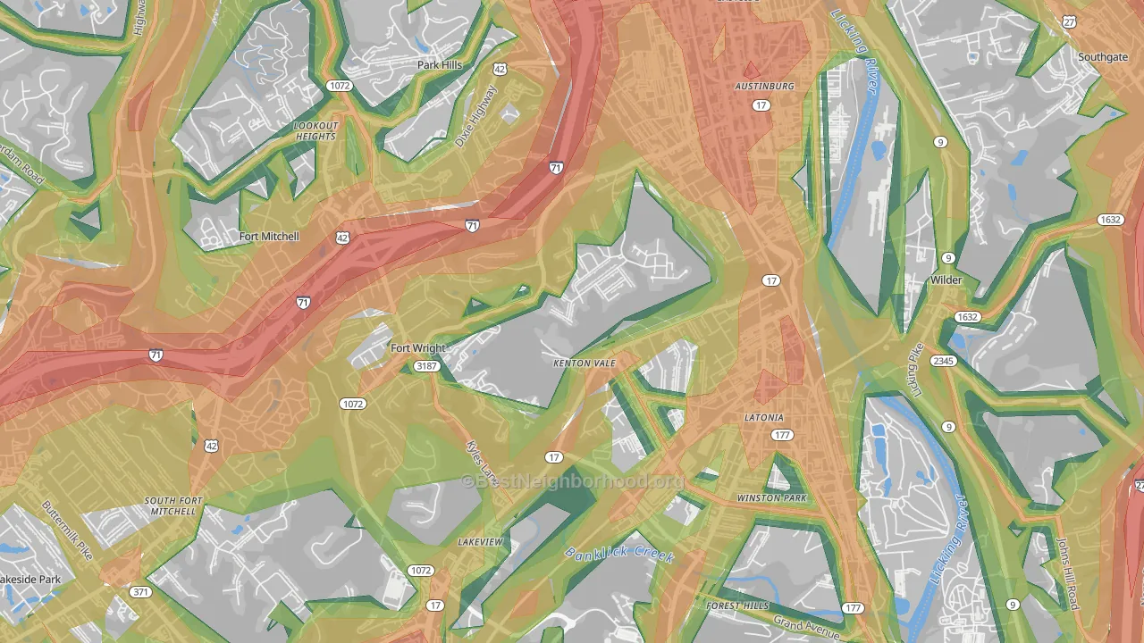 Kenton Vale, KY Map of Noise Levels in Kenton Vale