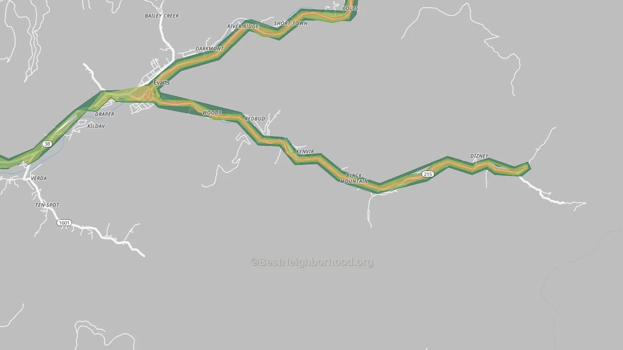 Kenvir, KY Map of Noise Levels in Kenvir