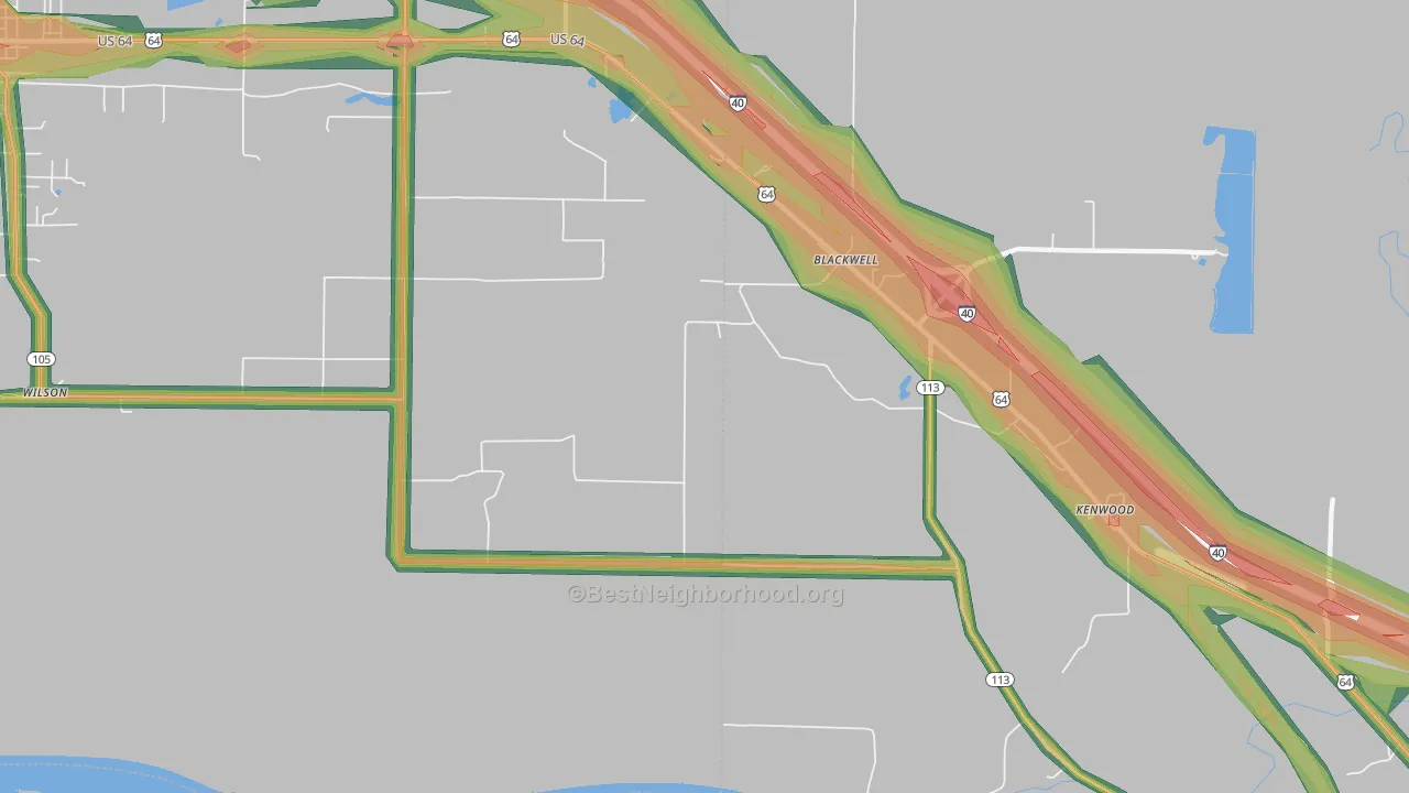 Kenwood, AR Map of Noise Levels in Kenwood
