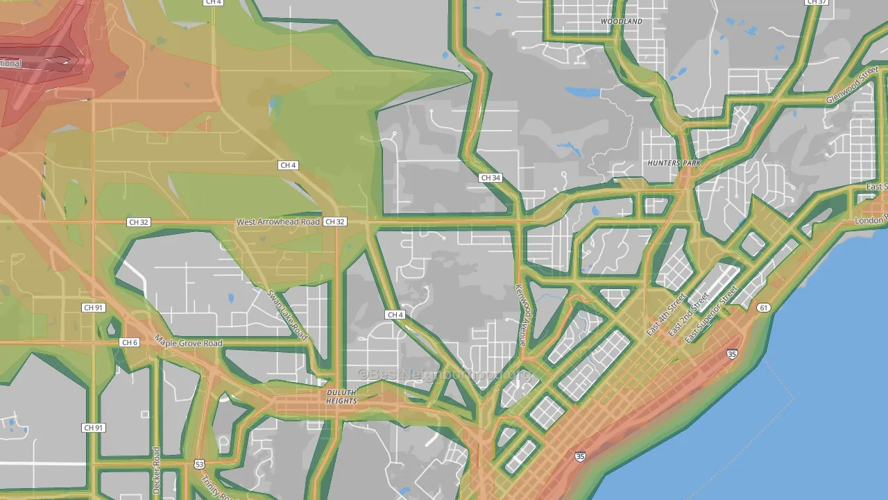 Kenwood-Duluth, Duluth, MN Map of Noise Levels in Kenwood-Duluth