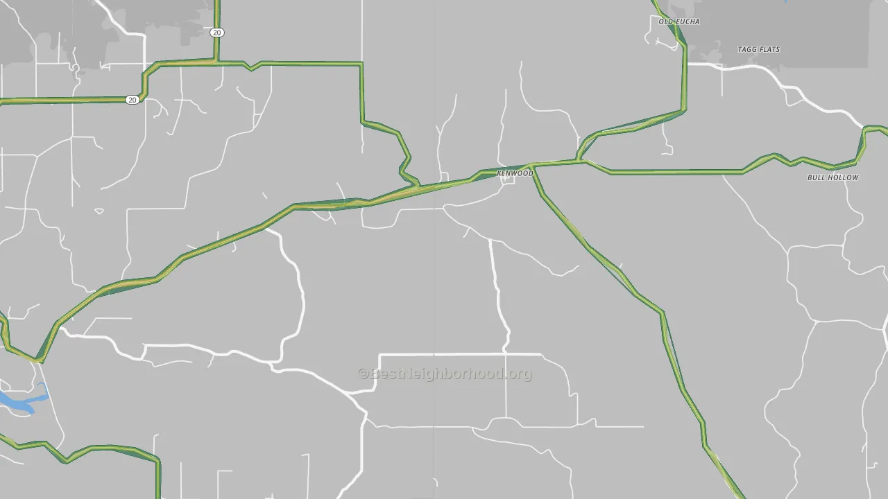 Kenwood, OK Map of Noise Levels in Kenwood