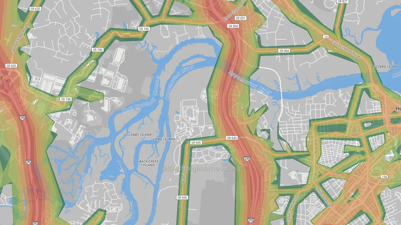 Kenwood, VA Map of Noise Levels in Kenwood