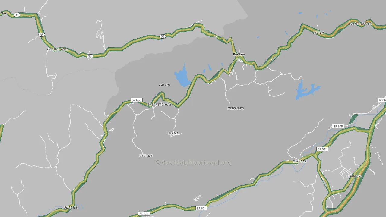 Keokee, VA Map of Noise Levels in Keokee