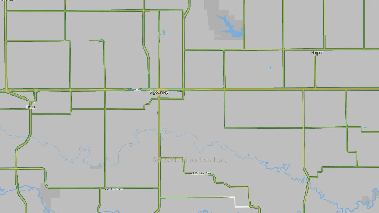 Keokuk County, IA Map of Noise Levels in Keokuk County