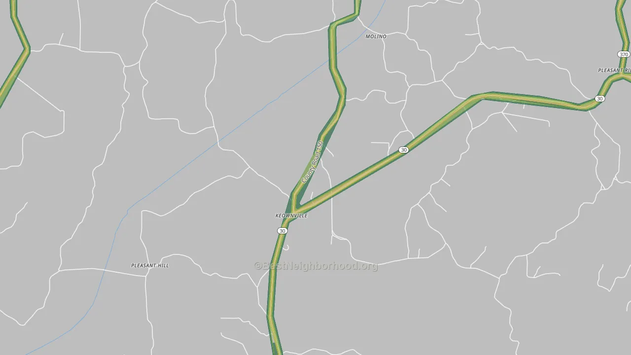 Keownville, MS Map of Noise Levels in Keownville