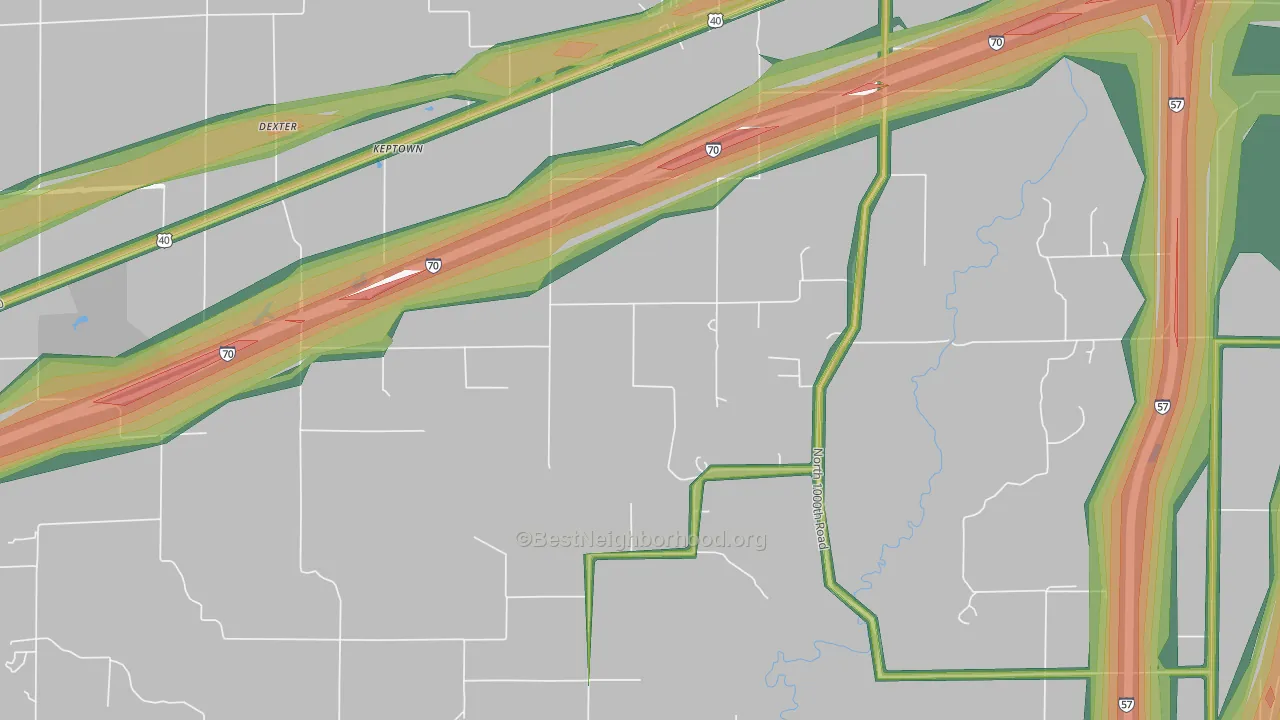 Keptown, IL Map of Noise Levels in Keptown