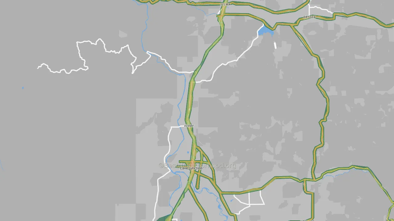 Kerby, OR Map of Noise Levels in Kerby