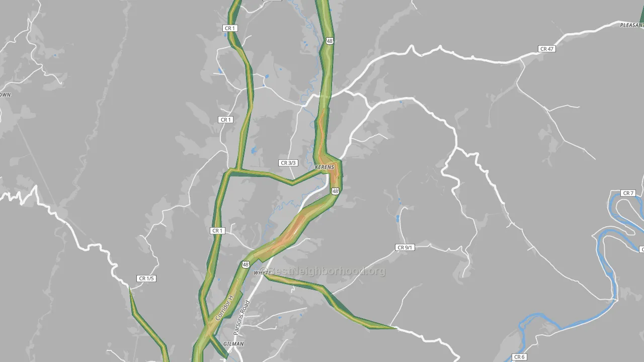 Kerens, WV Map of Noise Levels in Kerens