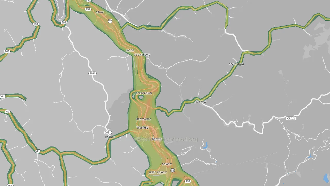 Kermit, WV Map of Noise Levels in Kermit