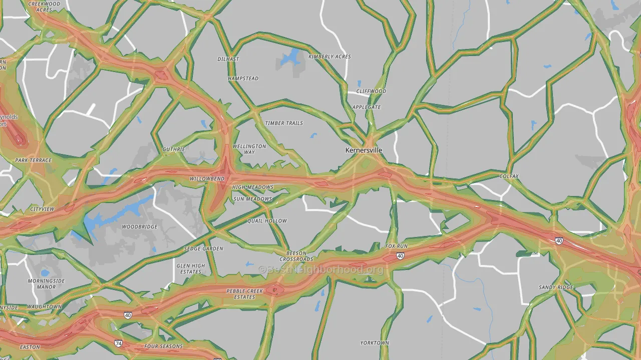 Kernersville, NC Map of Noise Levels in Kernersville