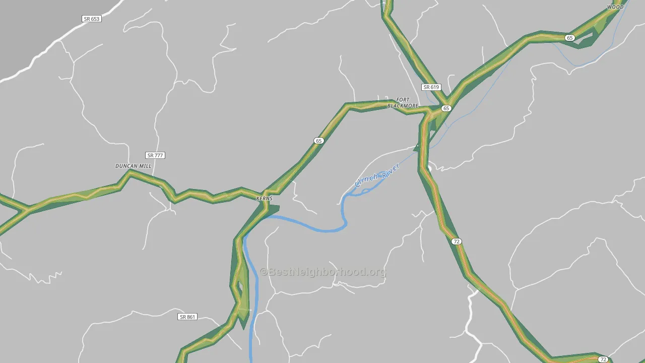 Kerns, VA Map of Noise Levels in Kerns
