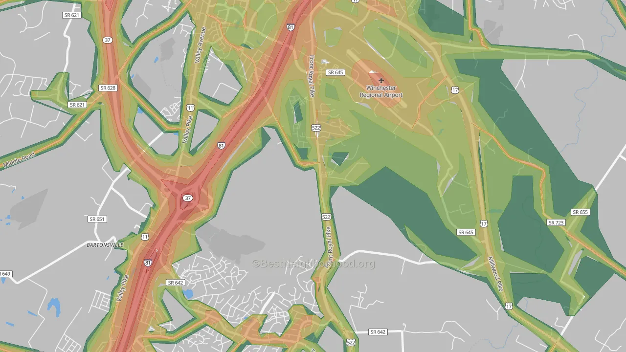 Kernstown, VA Map of Noise Levels in Kernstown