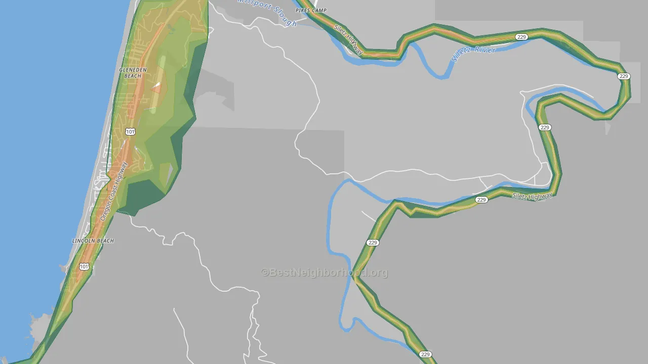 Kernville, OR Map of Noise Levels in Kernville