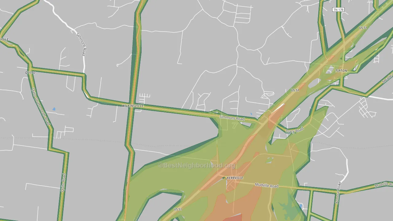 Kerrville, TN Map of Noise Levels in Kerrville