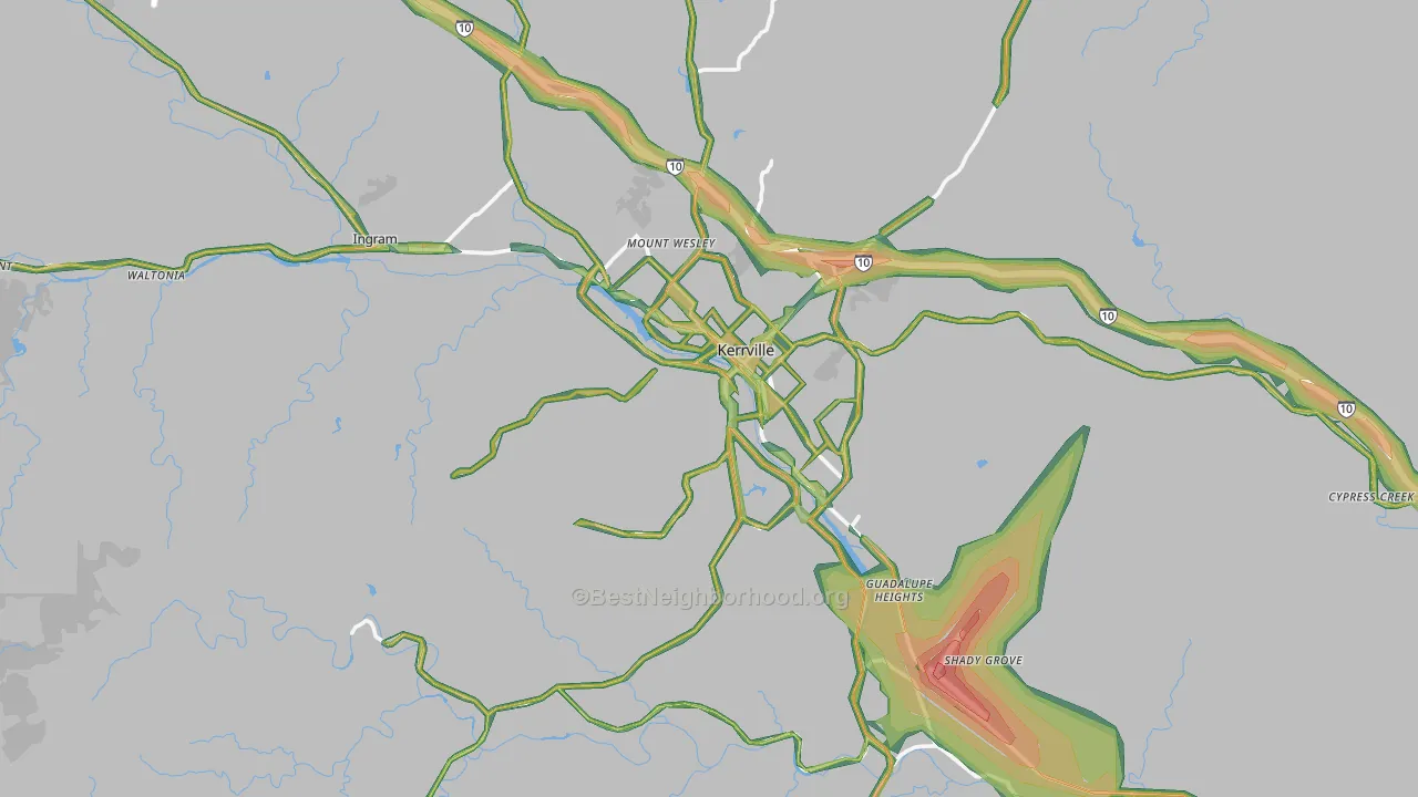 Kerrville, TX Map of Noise Levels in Kerrville