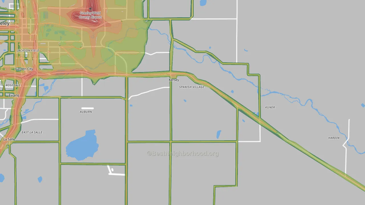 Kersey, CO Map of Noise Levels in Kersey