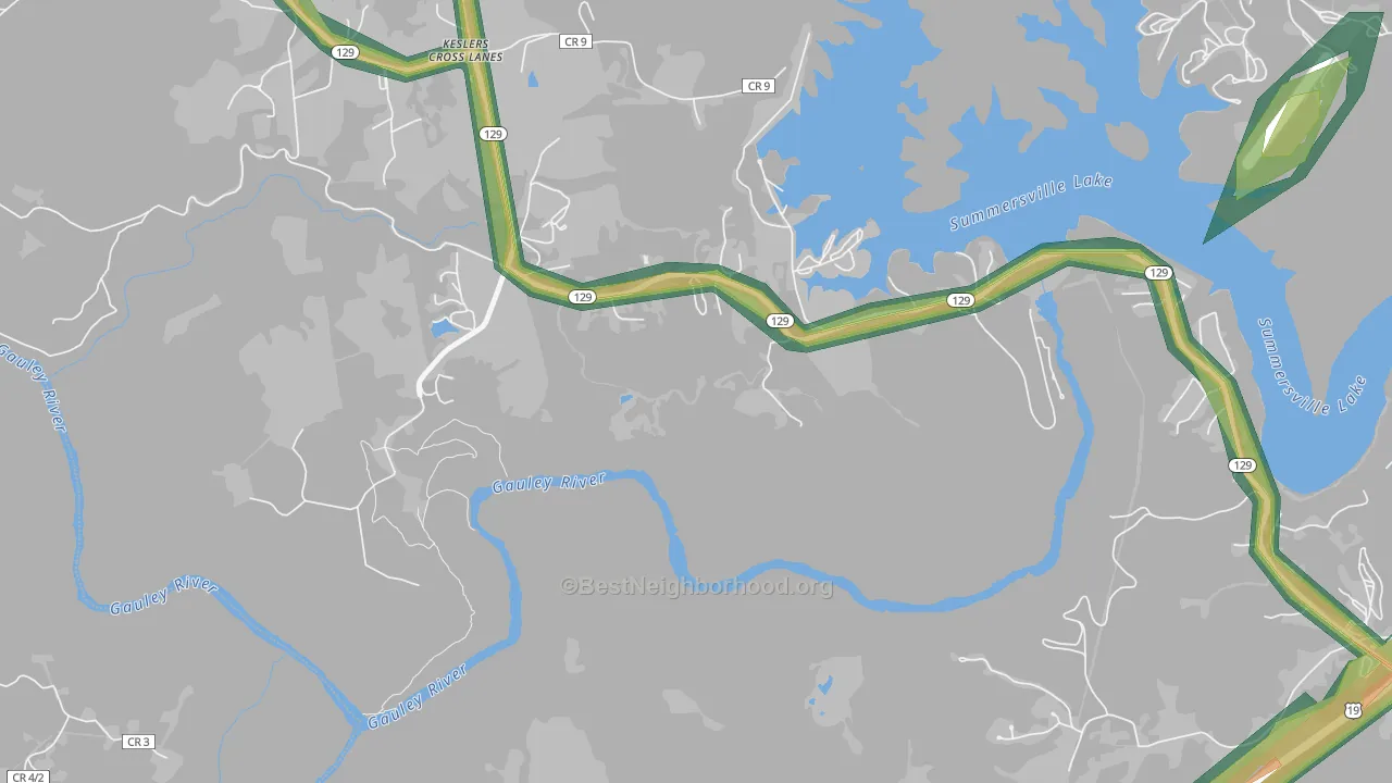 Keslers Cross Lanes, WV Map of Noise Levels in Keslers Cross Lanes