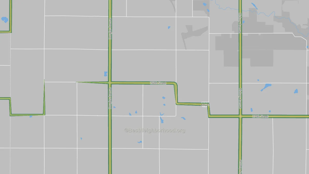 Kesley, IA Map of Noise Levels in Kesley