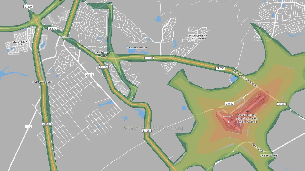 Keswick Grove, NJ Map of Noise Levels in Keswick Grove