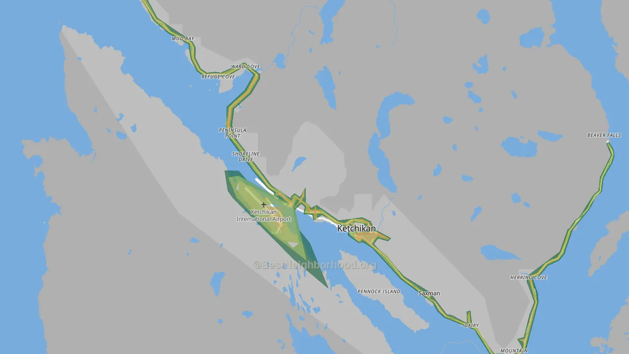 Ketchikan, AK Map of Noise Levels in Ketchikan