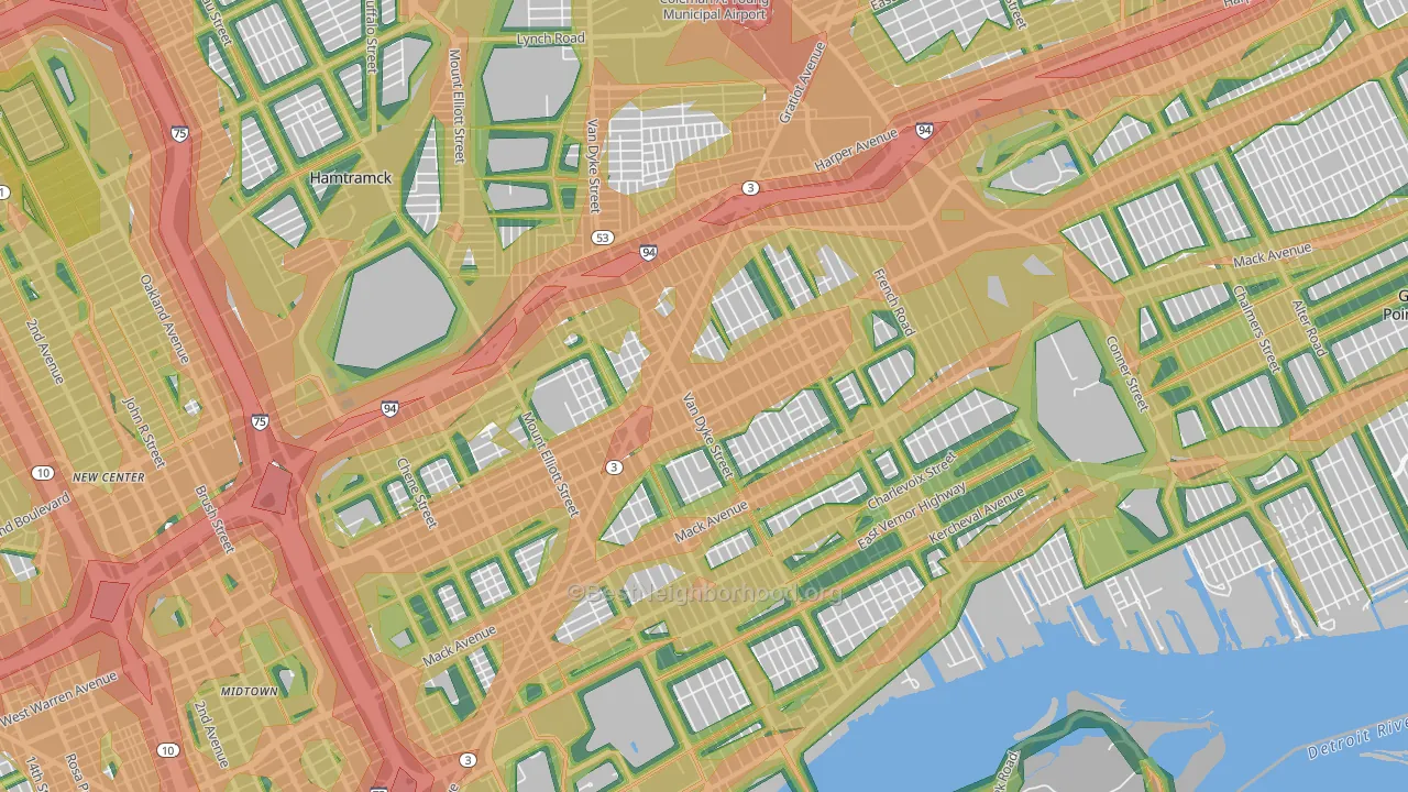 Kettering-Butzel, Detroit, MI Map of Noise Levels in Kettering-Butzel