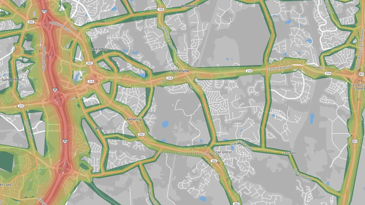 Kettering, MD Map of Noise Levels in Kettering