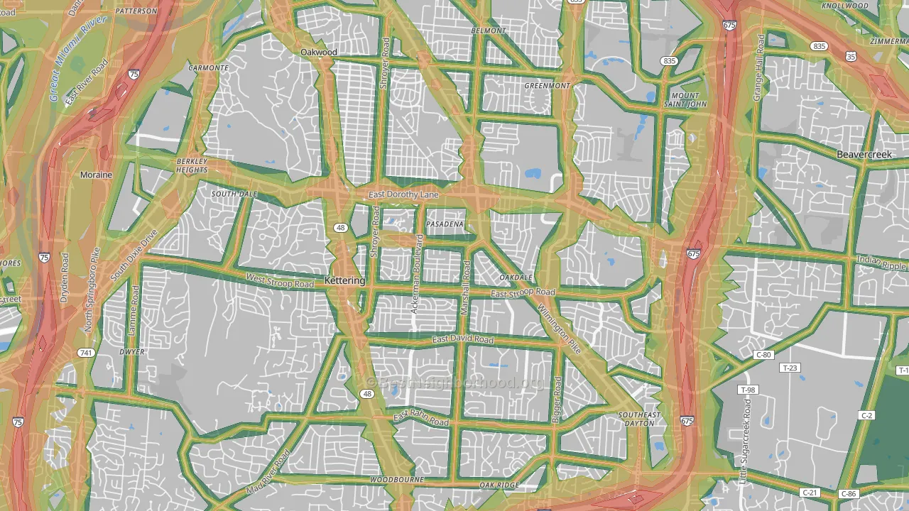 Kettering, OH Map of Noise Levels in Kettering