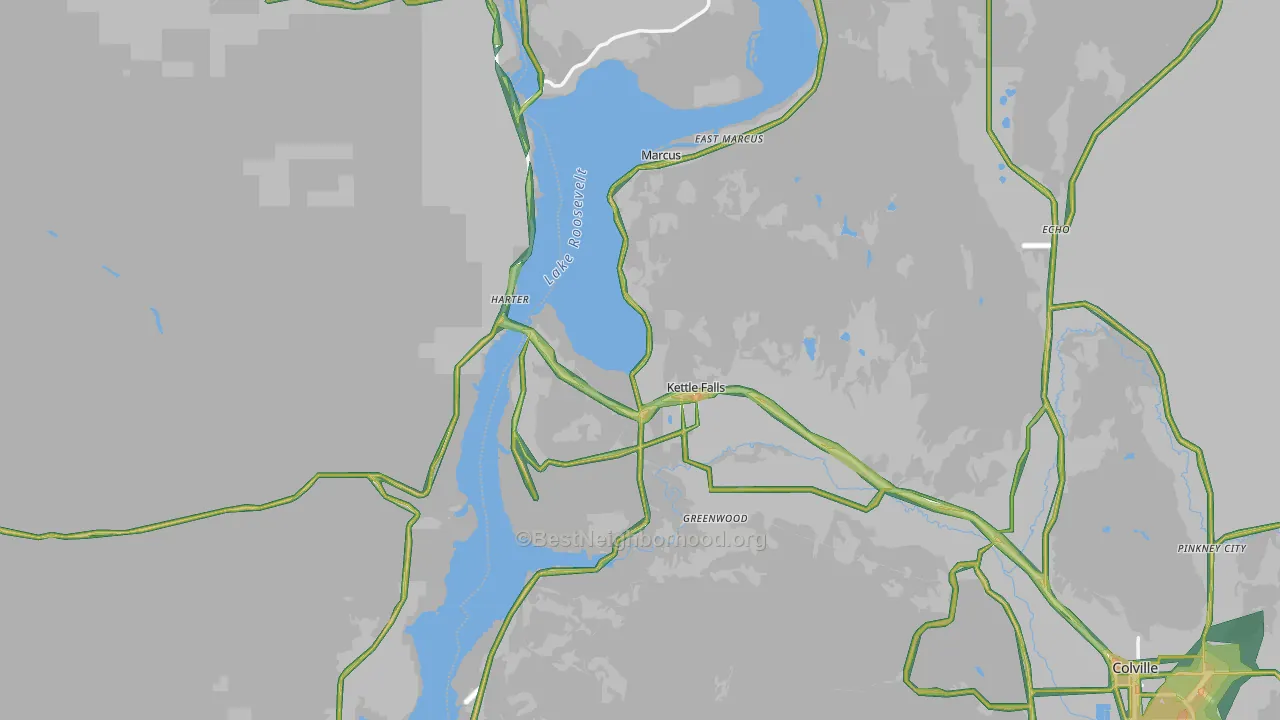 Kettle Falls, WA Map of Noise Levels in Kettle Falls