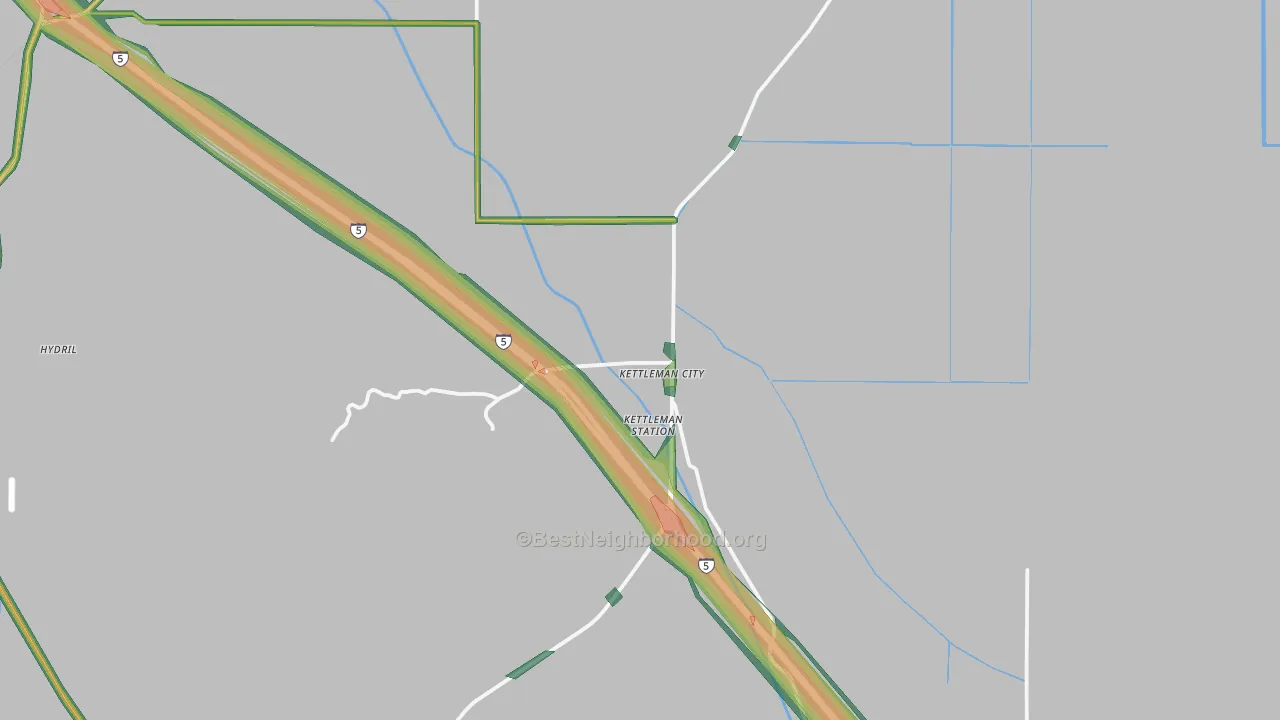 Kettleman City, CA Map of Noise Levels in Kettleman City