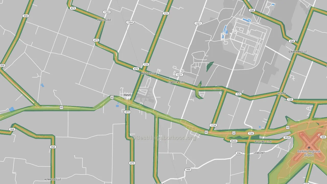 Kevil, KY Map of Noise Levels in Kevil