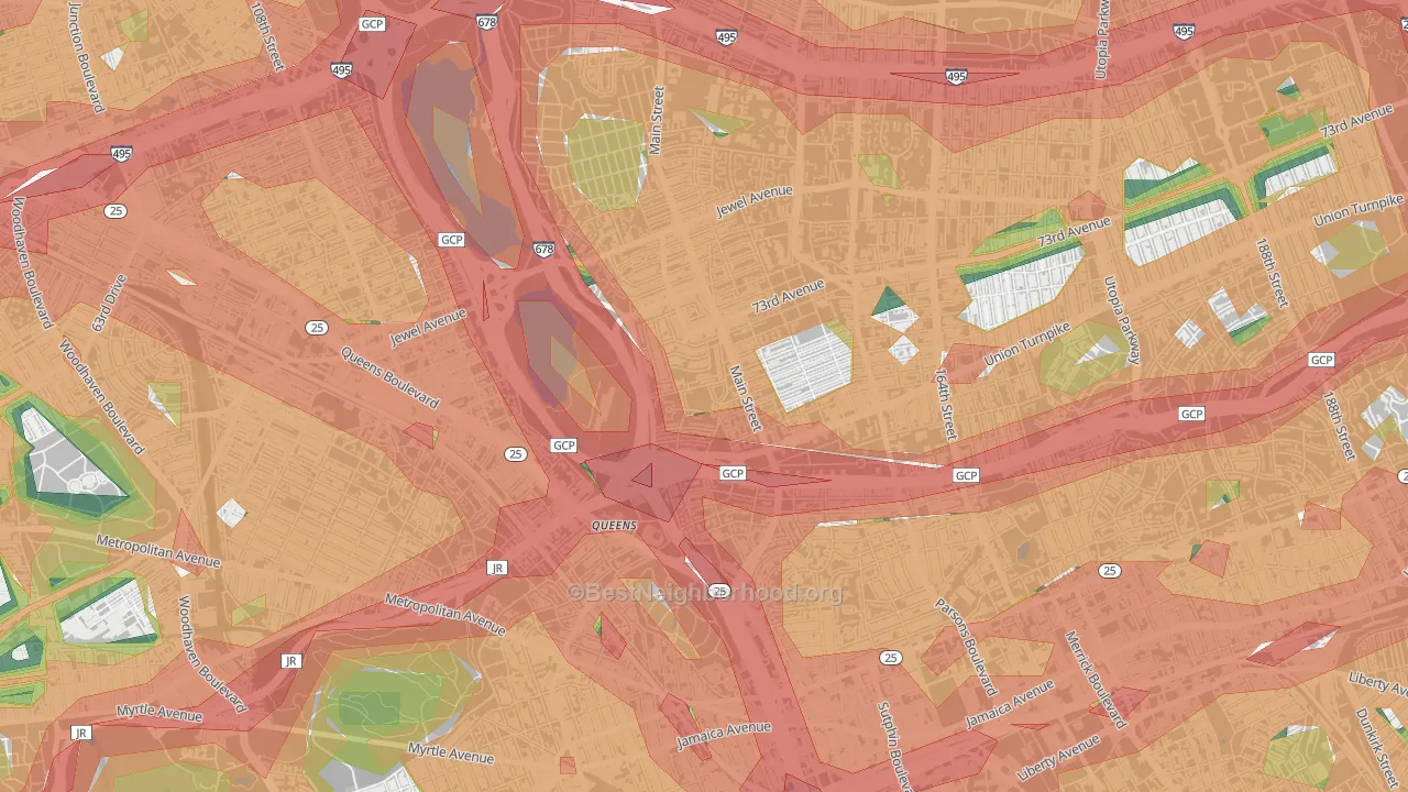 Kew Ggardens, Queens, NY Map of Noise Levels in Kew Ggardens