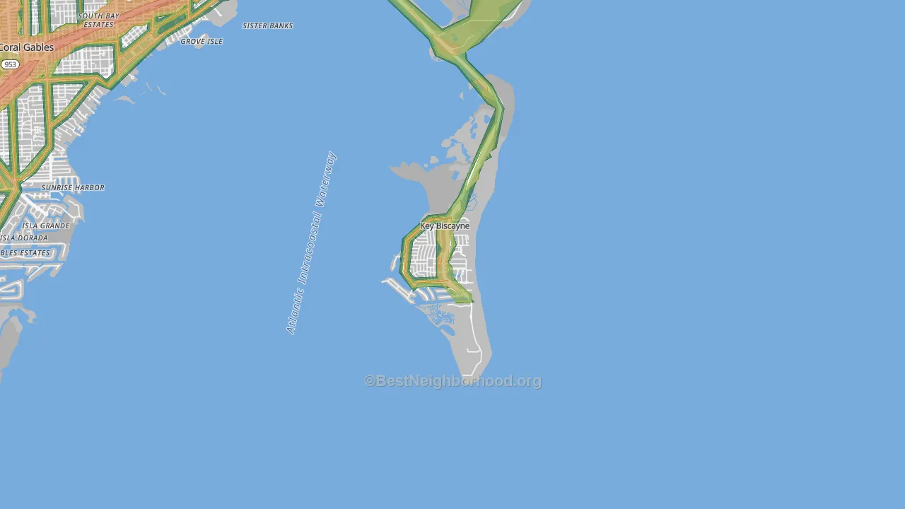 Key Biscayne, FL Map of Noise Levels in Key Biscayne