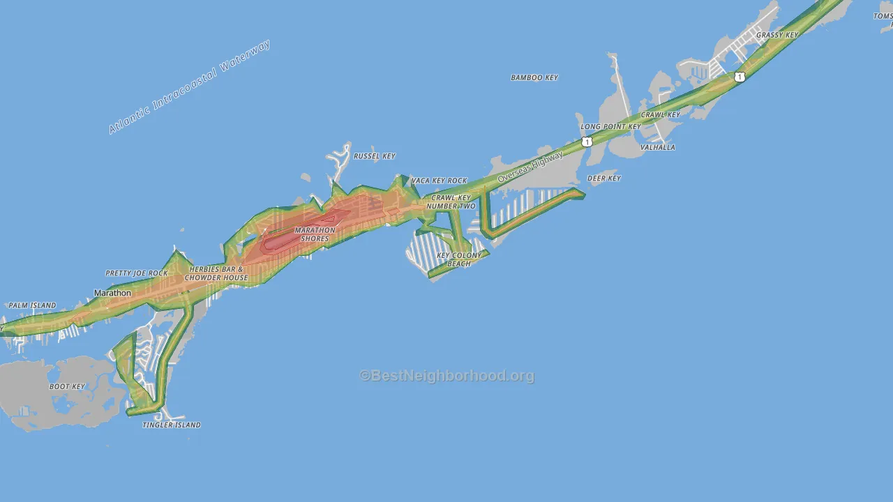 Key Colony Beach, FL Map of Noise Levels in Key Colony Beach