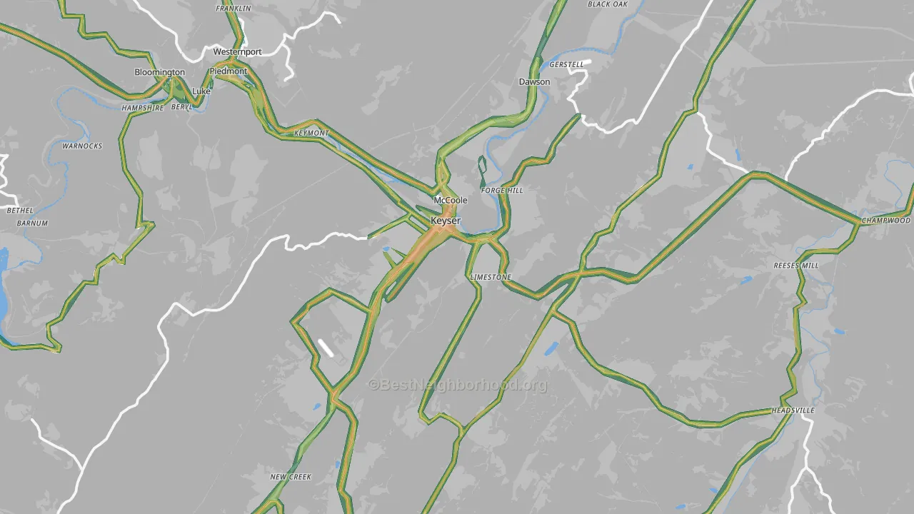 Keyser, WV Map of Noise Levels in Keyser