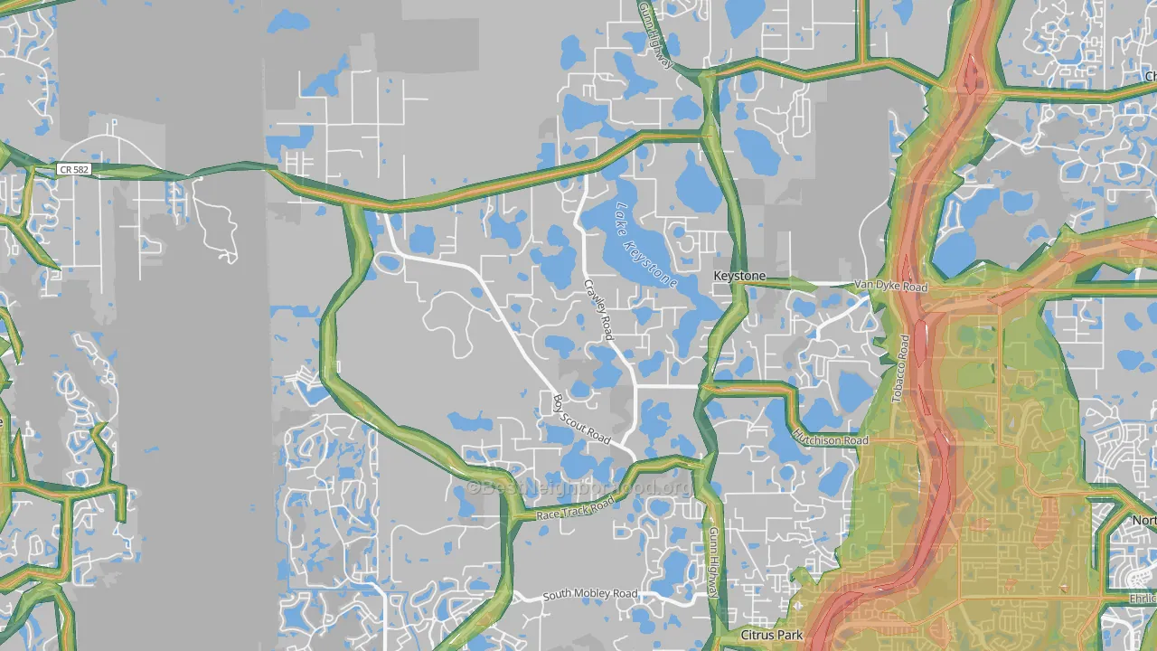 Keystone, FL Map of Noise Levels in Keystone