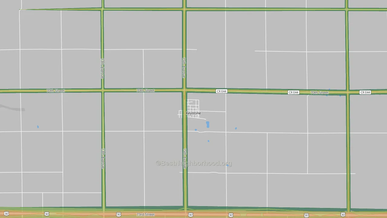 Keystone, IA Map of Noise Levels in Keystone
