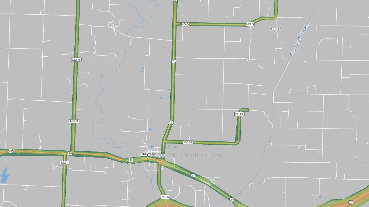 Keytesville, MO Map of Noise Levels in Keytesville