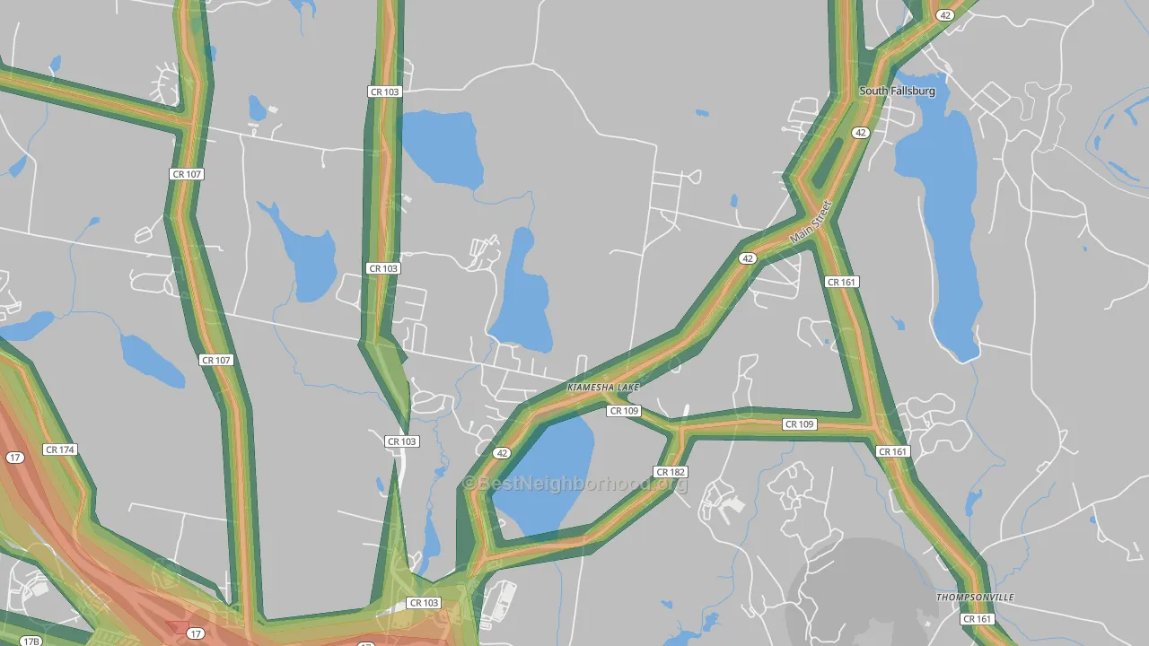Kiamesha Lake, NY Map of Noise Levels in Kiamesha Lake
