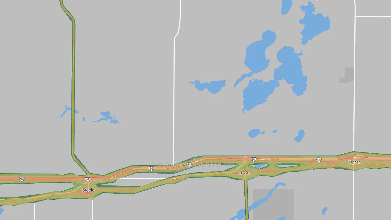 Kidder County, ND Map of Noise Levels in Kidder County