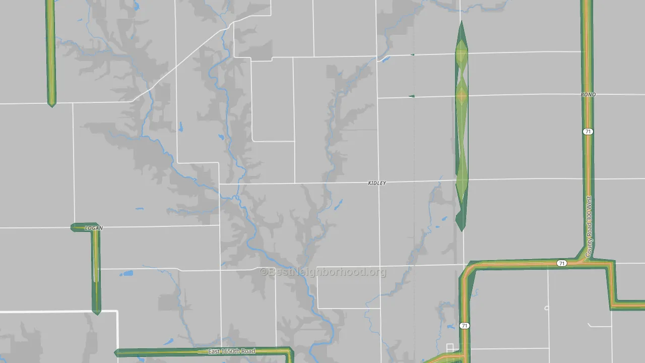 Kidley, IL Map of Noise Levels in Kidley