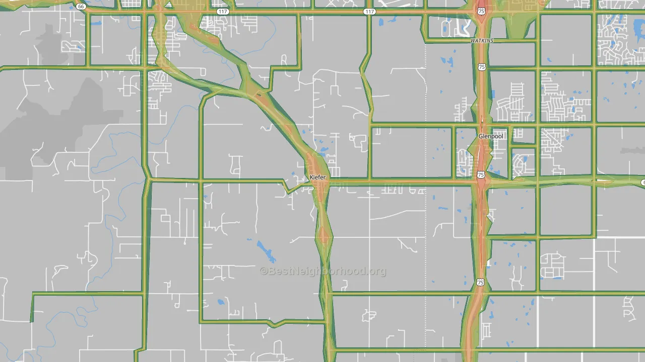 Kiefer, OK Map of Noise Levels in Kiefer