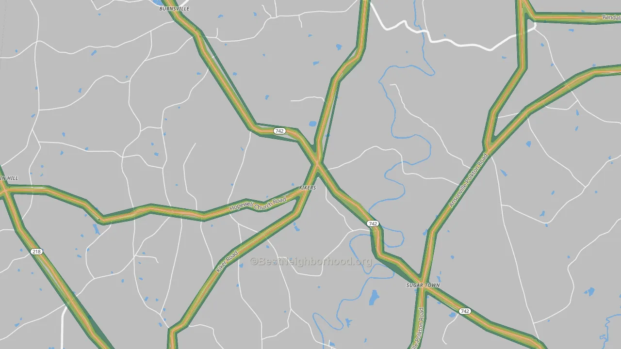 Kikers, NC Map of Noise Levels in Kikers