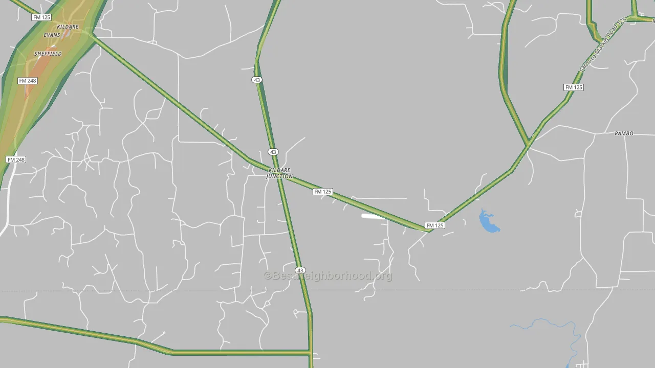 Kildare Junction, TX Map of Noise Levels in Kildare Junction