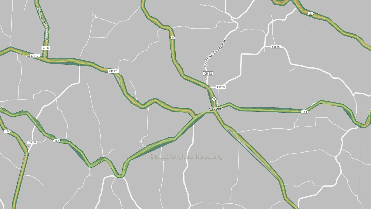 Kilgore, OH Map of Noise Levels in Kilgore