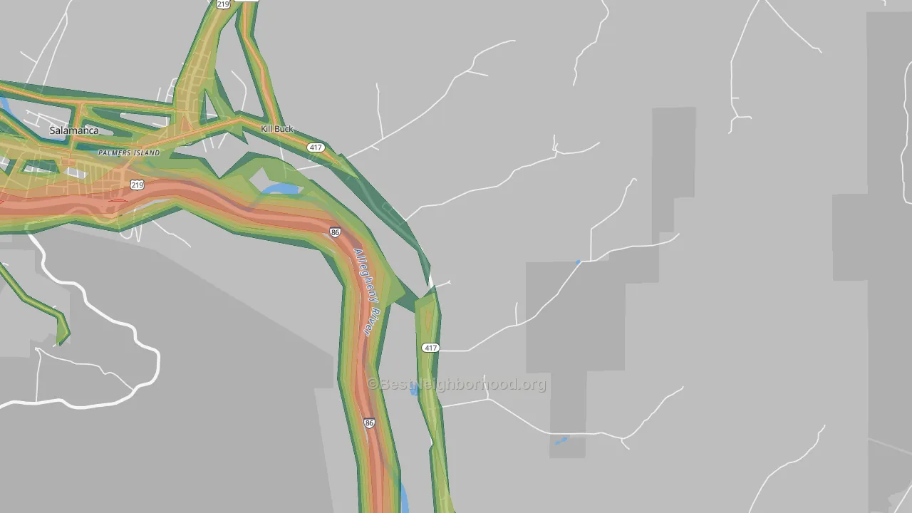 Kill Buck, NY Map of Noise Levels in Kill Buck